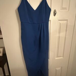 CMZ2005 Women’s V Neck backless sleeveless spaghetti strap dress / medium blue